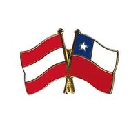 Flaggenfritze Freundschaftspin Österreich - Chile, 22 mm, Flaggen Pin vergoldet aus Hartemaille, Länder Anstecker zum Sammeln und Tragen