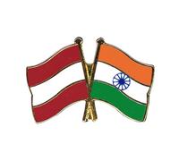 Flaggenfritze Freundschaftspin Österreich - Indien, 22 mm, Flaggen Pin vergoldet aus Hartemaille, Länder Anstecker zum Sammeln und Tragen