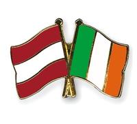 Flaggenfritze Freundschaftspin Österreich - Irland, 22 mm, Flaggen Pin vergoldet aus Hartemaille, Länder Anstecker zum Sammeln und Tragen