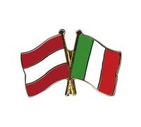 Flaggenfritze Freundschaftspin Österreich - Italien, 22 mm, Flaggen Pin vergoldet aus Hartemaille, Länder Anstecker zum Sammeln und Tragen