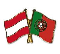 Flaggenfritze Freundschaftspin Österreich - Portugal, 22 mm, Flaggen Pin vergoldet aus Hartemaille, Länder Anstecker zum Sammeln und Tragen