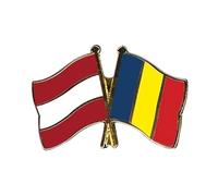 Flaggenfritze Freundschaftspin Österreich - Rumänien, 22 mm, Flaggen Pin vergoldet aus Hartemaille, Länder Anstecker zum Sammeln und Tragen