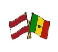 Flaggenfritze Freundschaftspin Österreich - Senegal, 22 mm, Flaggen Pin vergoldet aus Hartemaille, Länder Anstecker zum Sammeln und Tragen