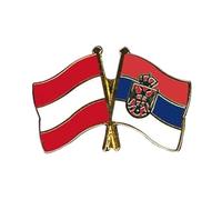Flaggenfritze Freundschaftspin Österreich - Serbien, 22 mm, Flaggen Pin vergoldet aus Hartemaille, Länder Anstecker zum Sammeln und Tragen