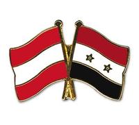 Flaggenfritze Freundschaftspin Österreich - Syrien, 22 mm, Flaggen Pin vergoldet aus Hartemaille, Länder Anstecker zum Sammeln und Tragen