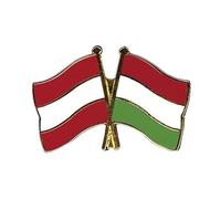 Flaggenfritze Freundschaftspin Österreich - Ungarn, 22 mm, Flaggen Pin vergoldet aus Hartemaille, Länder Anstecker zum Sammeln und Tragen