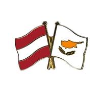 Flaggenfritze Freundschaftspin Österreich - Zypern, 22 mm, Flaggen Pin vergoldet aus Hartemaille, Länder Anstecker zum Sammeln und Tragen