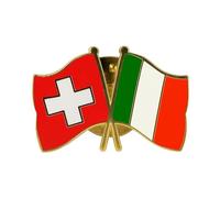 Flaggenfritze Freundschaftspin Schweiz - Italien, 22 mm, Flaggen Pin vergoldet aus Hartemaille, Länder Anstecker zum Sammeln und Tragen