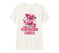 Flamazing Carly Pink Flamingo Tropical Beach Scene Damen Premium T-Shirt