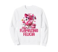 Flamazing Felicia Pink Flamingo Tropical Beach Scene Damen Sweatshirt