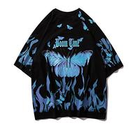 Flame Butterfly Bedrucktes T-Shirt Übergroße T-Shirts 2020 Sommer Unisex Kurzarm Lose T-Shirts Aus 100% Baumwolle, Schwarze T-Shirts, L.