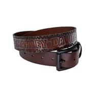 Flame H-D Logo Leder Gürtel Braun, 36 36 braun