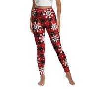 Flaminet Leichte Weihnachts-Leggings für Damen und Mädchen, bedruckte Yogahose, Weihnachtsmann, Festtagsstrumpfhose, Leggins, Übergröße, Buffalo Plaid, M