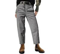 Flamingals Straight Leg Mid Waist Vintage Cropped Stripe Barrel Stretchy Jeans Without Belt, GRAU, Groß