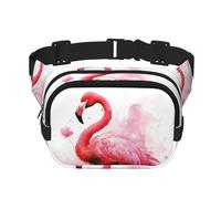 Flamingo Aquarell-Gürteltasche, verstellbar, große Hüfttasche, Reisegürteltasche, Unisex, Bauchtasche