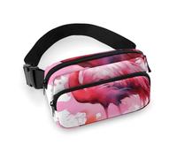 Flamingo Aquarell-Hüfttasche, modische Bauchtasche mit verstellbarem Gurt, für Outdoor-Workout, Radfahren, Uni, weiß, 20 x 13 cm, Hüfttasche, weiß, 20x13cm, Hüfttasche