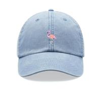 Flamingo Baseballkappe Vintage Washed Unisex Dad Hat Low Profile Verstellbar, hellblau, Einheitsgröße