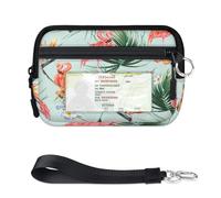 Flamingo-Geldbörse mit tropischer Palme, für Damen, Herren, Kinder, Mädchen, Jungen, tropische Geldbörsen, Mini-Reißverschluss, Kartenetui mit Ausweisfenster, leicht, tragbar, kleine