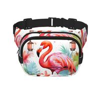 Flamingo Handbemalte Aquarell-Gürteltasche, verstellbare Umhängetasche, große Hüfttasche, Reisegürteltasche, Unisex, Bauchtasche