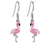Flamingo Ohrringe Damen 925 Sterling Silber Rosa Flamingo Ohrhänger Tierschmuck Weihnachtsgeschenke für Damen Mädchen Teen