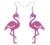 Flamingo Ohrringe für Damen, Acryl Glitzer Pink Flamingo Ohrhänger Modisch Vogelschmuck Geschenke für den Alltag Sommer Strand Tropenparty (Stil 1)