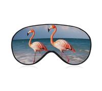 Flamingo On The Beach Schlafmaske für Damen und Herren, Seitenschläfer-Augenabdeckung mit verstellbarem Riemen, weich, atmungsaktiv, Verdunkelungsmaske, rutschfest, tiefes Schlafen, Reisezubehör