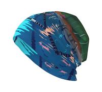 Flamingo und Schwimmbad, modische Strickmütze für Erwachsene, Unisex, für den täglichen Gebrauch, Outdoor-Sport, Reisen, doppellagig, 27,9 x 26,9 cm, Schwarz