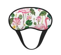 Flamingo Vogel Runde Blätter Druck Schlafmaske Augenschlafmaske für Damen und Herren für totale Dunkelheit, reduziert geschwollene Augenmaske
