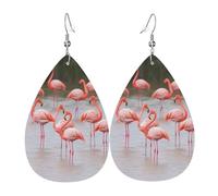 Flamingos-Ohrringe für Damen, tropfenförmig, Leder, doppelseitig, baumelnde Ohrringe, leicht, Damen-Ohr-Accessoires, Schmuck, modisch, Geburtstagsgeschenk