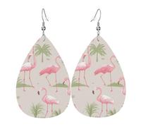 Flamingos-Ohrringe für Damen, tropfenförmig, Leder, doppelseitig, baumelnde Ohrringe, leicht, Damen-Ohr-Accessoires, Schmuck, modisch, Geburtstagsgeschenk