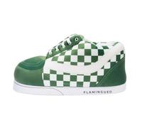 Flamingueo Hausschuhe für Damen, Unisex, Hausschuhe, Damen, Slipper, Hausschuhe, lustige Hausschuhe, rutschfest, Einheitsgröße, Grüne Quadrate, 35/46 EU Ancho