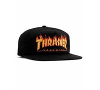 Flammenbestickter Snapback, schwarz