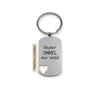 Flanacom Herz Schlüsselanhänger Personalisiert mit Gravur Geschenke für Papa Mama Schwester Bruder Familie Glücksbringer Freitext und verschiedene Symbole möglich 50 x 12 x 2 mm (Gravur 2)