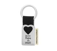 Flanacom Herz Schlüsselanhänger Personalisiert mit Gravur Geschenke für Papa Mama Schwester Bruder Familie Glücksbringer Freitext und verschiedene Symbole möglich 50 x 12 x 2 mm (Gravur 15)