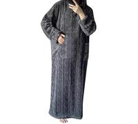Flanell Nachthemd Damen Langarm Fleece Nachthemdn Lang Rundhals Schlafkleid Frauen Winter Warme Flanellnachthemden Einfarbig Große Größen Nachtkleid Langes Pyjama Kleid Schlafanzug Loungewear
