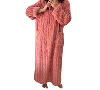 Flanell Nachthemd Damen Langarm Fleece Nachthemdn Lang Rundhals Schlafkleid Frauen Winter Warme Flanellnachthemden Einfarbig Große Größen Nachtkleid Langes Pyjama Kleid Schlafanzug Loungewear
