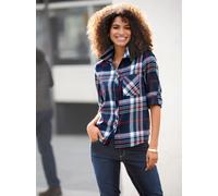 Flanellbluse CASUAL LOOKS, Damen, Gr. 38, bunt (marine, kirsche, kariert), 100% Baumwolle, gemustert, kariert, mehrfarbig, Blusen (87132420-38) marine, kirsche, kariert