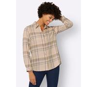 Flanellbluse CASUAL LOOKS, Damen, Gr. 42, braun (camel, steingrau, kariert), 100% Baumwolle, gemustert, kariert, mehrfarbig, Blusen (79646605-42) camel, steingrau, kariert