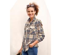 Flanellbluse CASUAL LOOKS, Damen, Gr. 44, blau (mittelblau, elfenbein, kariert), 100% Baumwolle, gemustert, kariert, mehrfarbig, Blusen (63559401-44) mittelblau, elfenbein, kariert