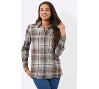 Flanellbluse CASUAL LOOKS, Damen, Gr. 46, braun (braun, steingrau, kariert), 100% Baumwolle, gemustert, kariert, mehrfarbig, Blusen (75266267-46) braun, steingrau, kariert