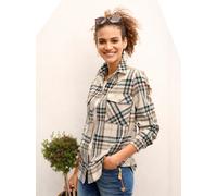 Flanellbluse CASUAL LOOKS, Damen, Gr. 46, grün (jade, elfenbein, kariert), 100% Baumwolle, gemustert, kariert, mehrfarbig, Blusen (38544414-46) jade, elfenbein, kariert