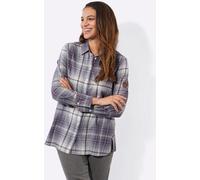 Flanellbluse CASUAL LOOKS, Damen, Gr. 46, lila (feige, steingrau, kariert), 100% Baumwolle, gemustert, kariert, mehrfarbig, Blusen (57887705-46) feige, steingrau, kariert