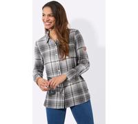 Flanellbluse CASUAL LOOKS, Damen, Gr. 54, grau (graphit, steingrau, kariert), 100% Baumwolle, gemustert, kariert, mehrfarbig, Blusen (64039343-54) graphit, steingrau, kariert