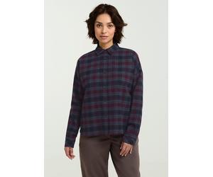 Flanellbluse JACK WOLFSKIN "BAJA FLANNEL SHIRT W", Damen, Gr. XL (46), blau (check, schwarznavy), Obermaterial: 100% Baumwolle, Blusen (23384049-XL) check, schwarznavy