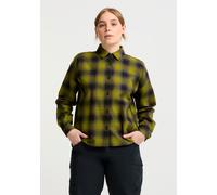 Flanellbluse JACK WOLFSKIN "BAJA FLANNEL SHIRT W", Damen, Gr. XXL (48), checkschwarznavy, sheerplum, Obermaterial: 100% Baumwolle, Blusen, Flanellhemd, weich, vielseitig kombinierbar (14747117-XXL) ch