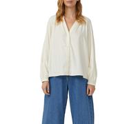 Flanellbluse S.OLIVER, Damen, Gr. 34, cream beige, Web, Obermaterial: 55% Baumwolle, 45% Viskose, unifarben, relaxed fit normal, Rundhals, Raglanärmel elastischer Bund, Blusen, mit Raffung (46434763-3