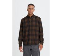 Flanellhemd BLEND "BHBUSTER SHIRT", Herren, Gr. S, N-Gr, hot chocolate, Web, Obermaterial: 100% Baumwolle, kariert, regular fit Po-bedeckend, 2-Knopf-Manschette, Hemden (48250054-S) hot chocolate
