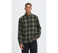 Flanellhemd BLEND "BHBUSTER SHIRT", Herren, Gr. M, N-Gr, thyme, Web, Obermaterial: 100% Baumwolle, kariert, regular fit normal, ohne Ausschnitt, 2-Knopf-Manschette, Hemden Flanellhemd, Baumwolle, regu