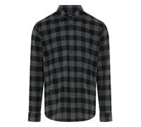 Flanellhemd BOSS ORANGE "Rickert_M", Herren, Gr. L (41/42), N-Gr, schwarz-weiß (open grün377), Flanell, Obermaterial: 100% Baumwolle, kariert, regular fit normal, Rundhals, 1-Knopf-Manschette mit Schl
