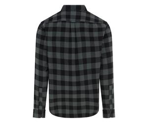 Flanellhemd BOSS ORANGE "Rickert_M", Herren, Gr. M (39/40), N-Gr, schwarz-weiß (open grün377), Hemden, Regular Fit, reine Baumwolle, Logo-Stickerei (79311324-M) open grün377